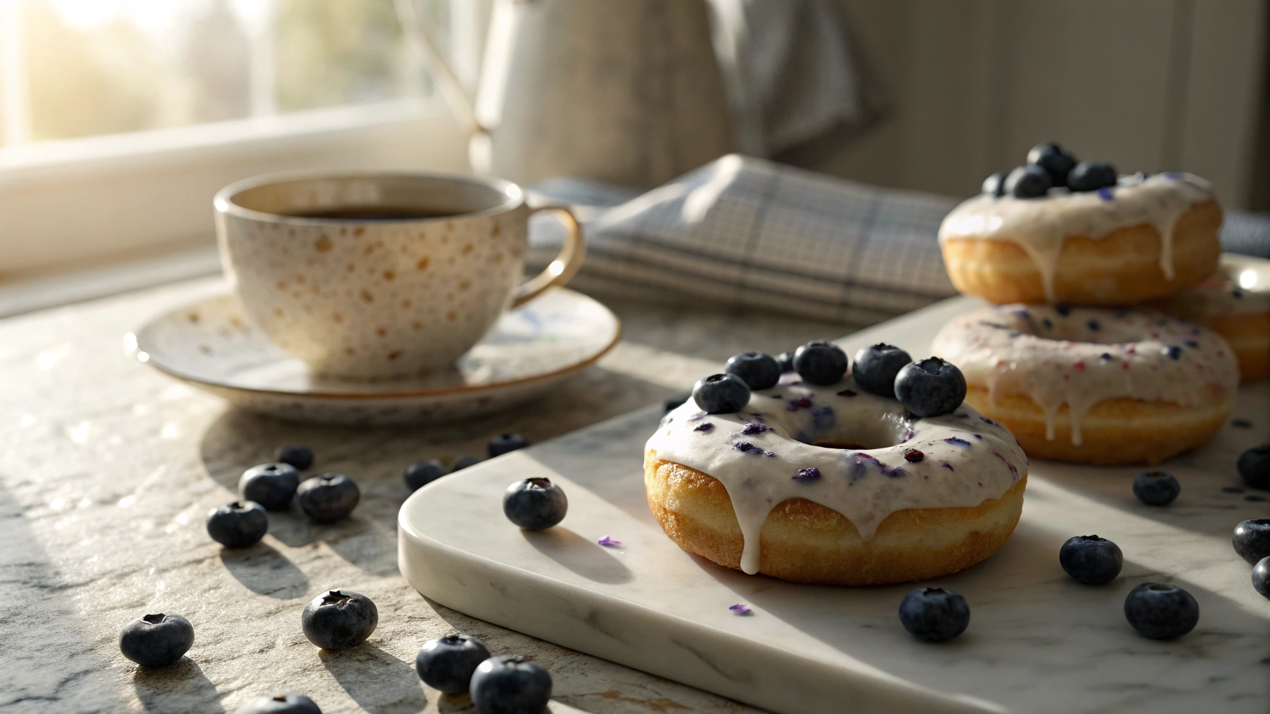 Keto Blueberry Glazed Donuts