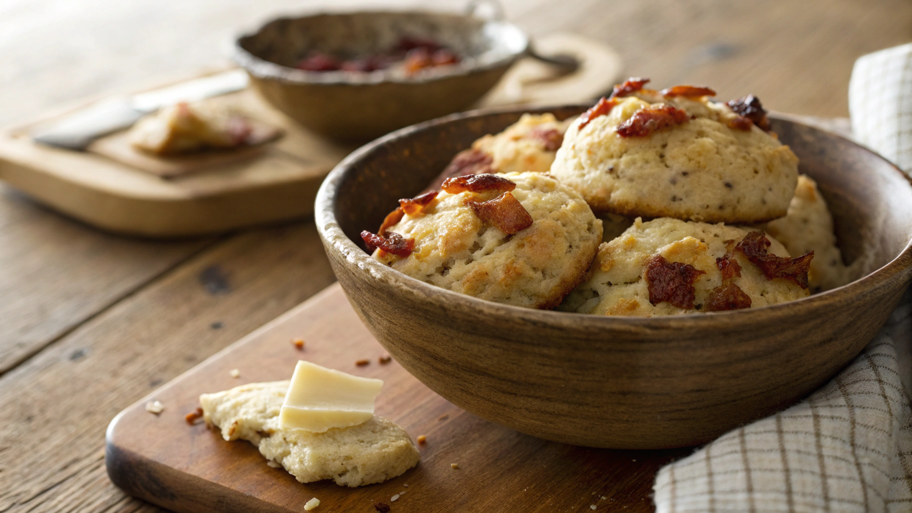 Keto Breakfast Bacon and Pepper Jack Drop Biscuits