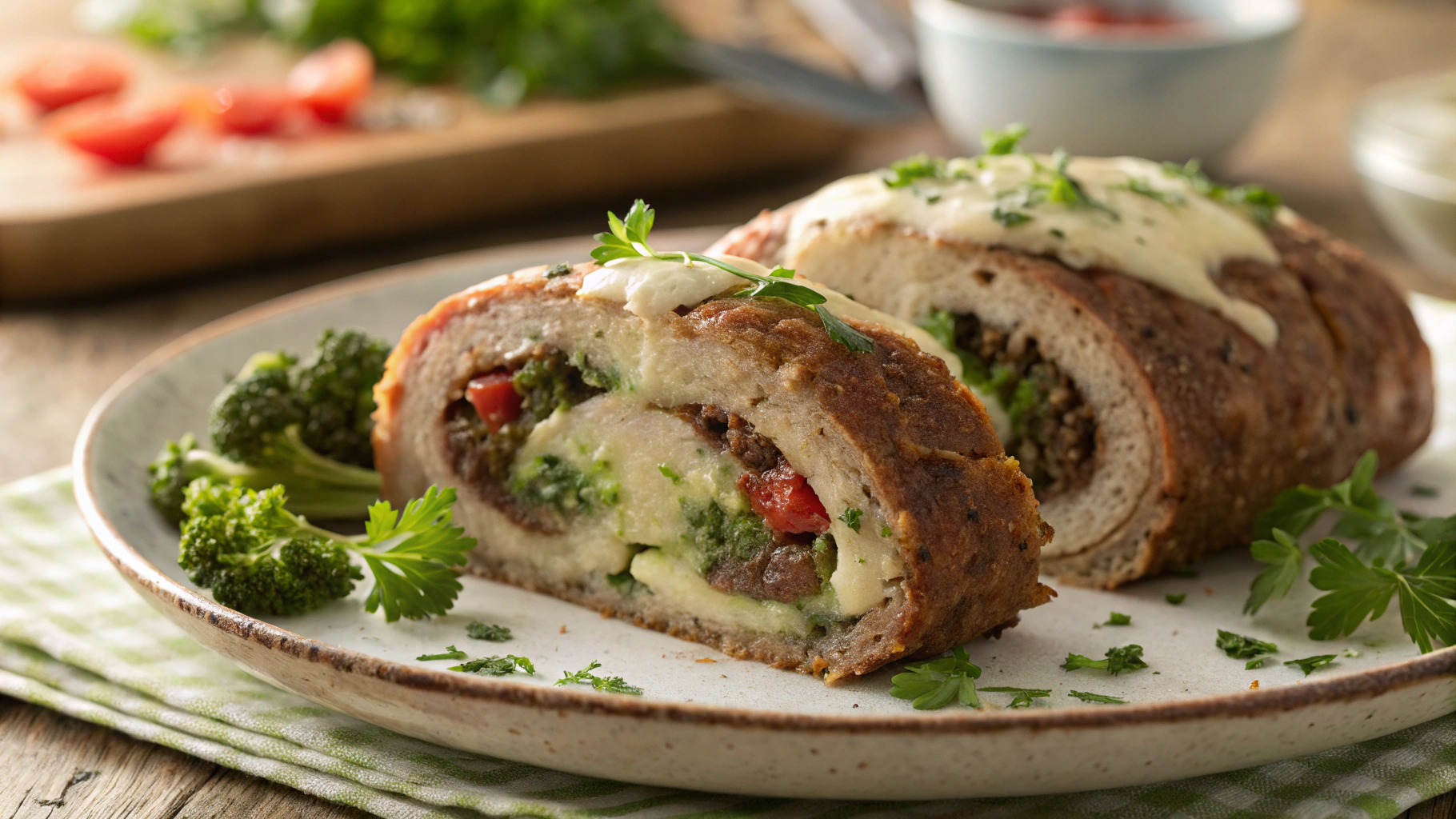 Keto Broccoli Pepper Jack Sirloin Roll