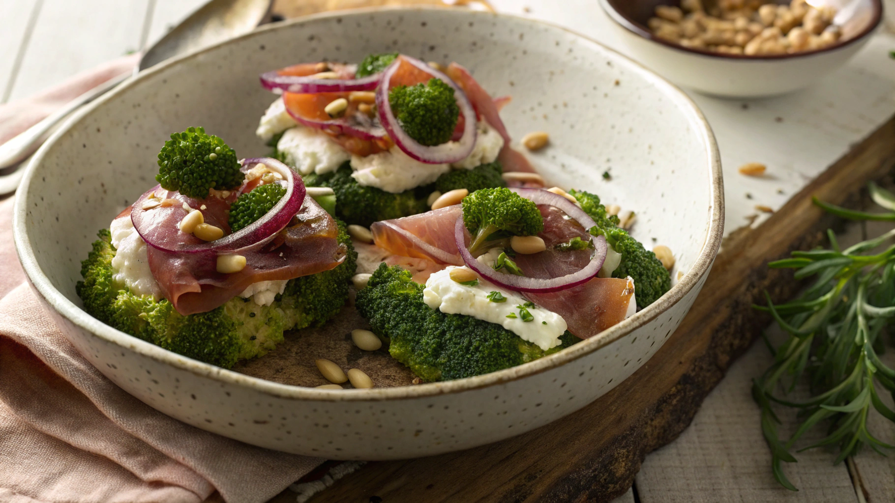 Broccoli Steak Pizza With Prosciutto And Goats Cheese