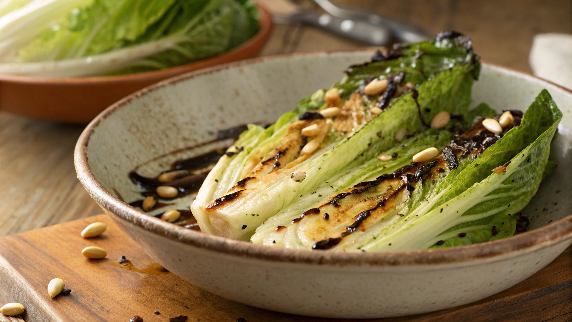 Keto Broiled Baby Romaine Lettuce With Balsamic Dressing