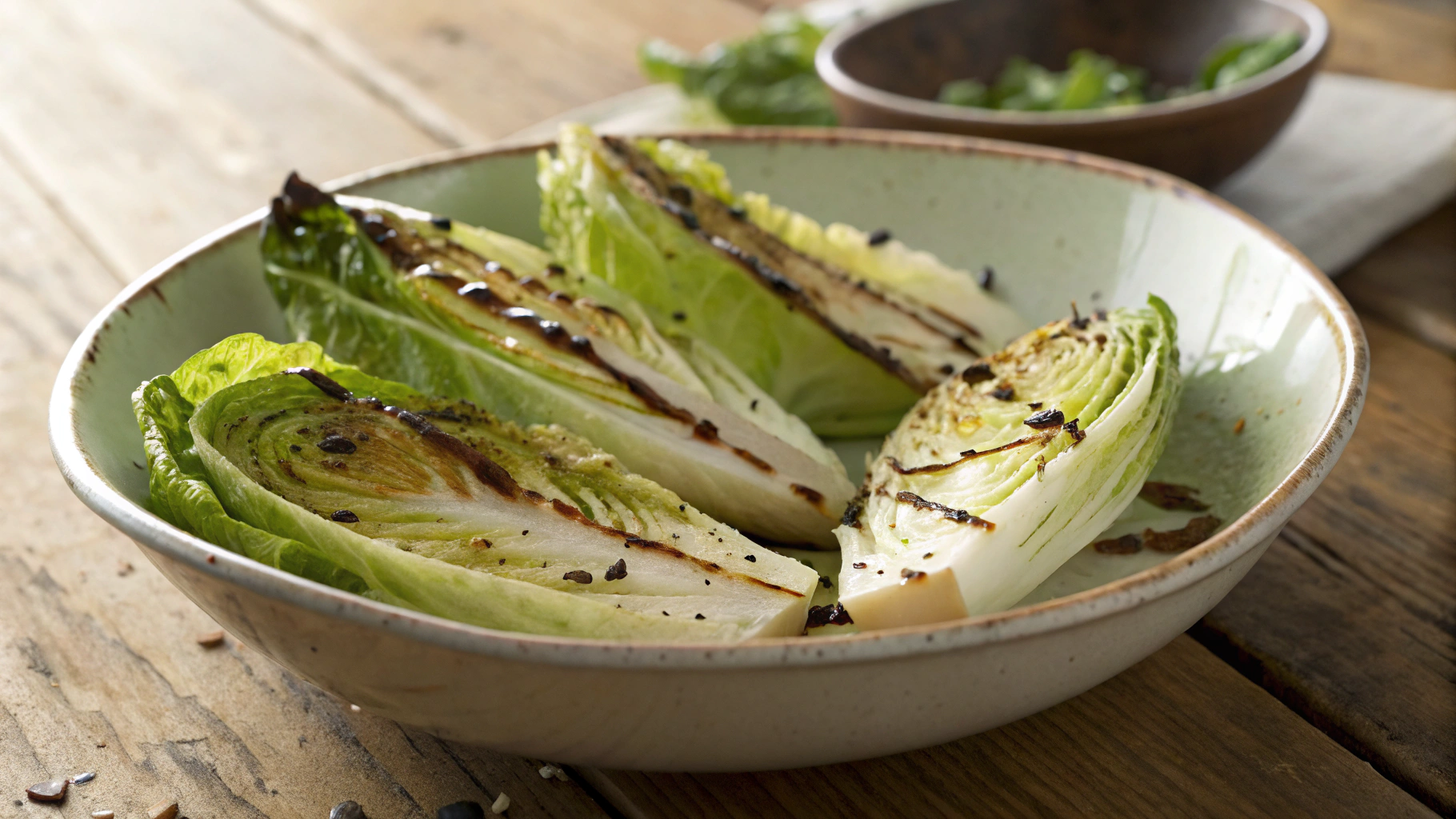 Keto Broiled Baby Romaine Lettuce With Lemon And Garlic