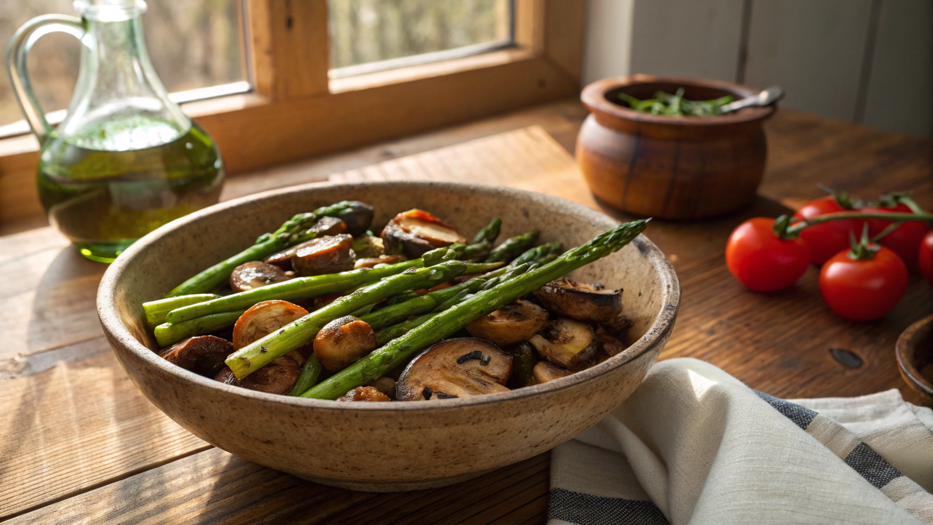 Keto Buttered Mushrooms and Asparagus