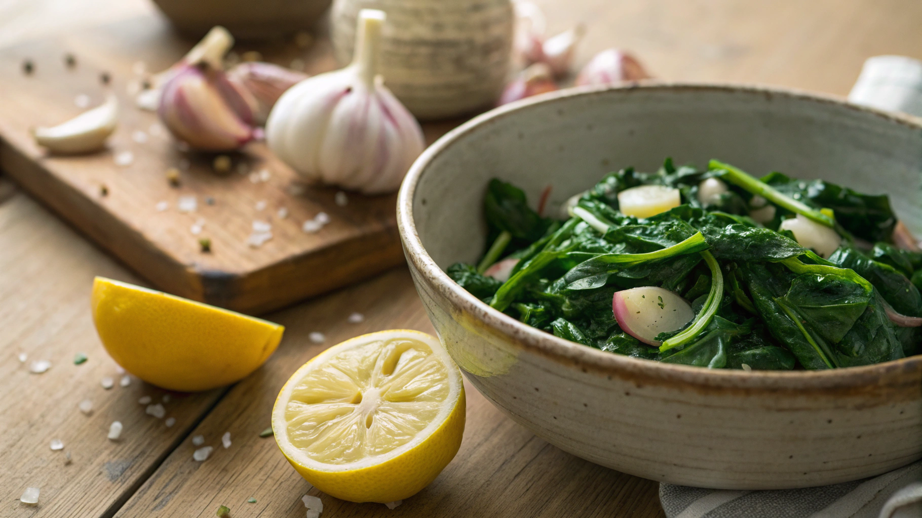 Keto Buttery Lemon Spinach and Shallots