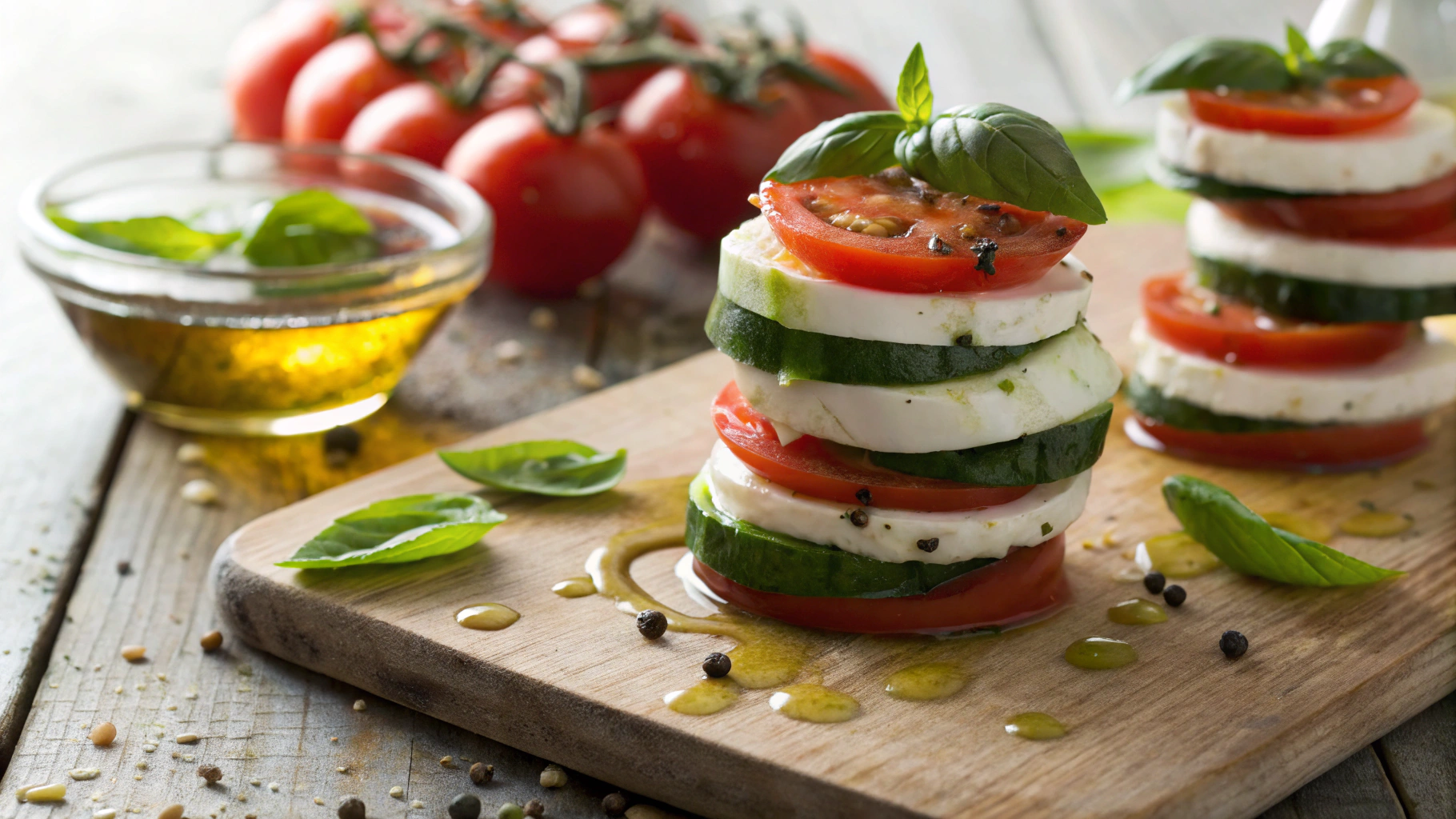 Keto Caprese Cucumber Snack Stack
