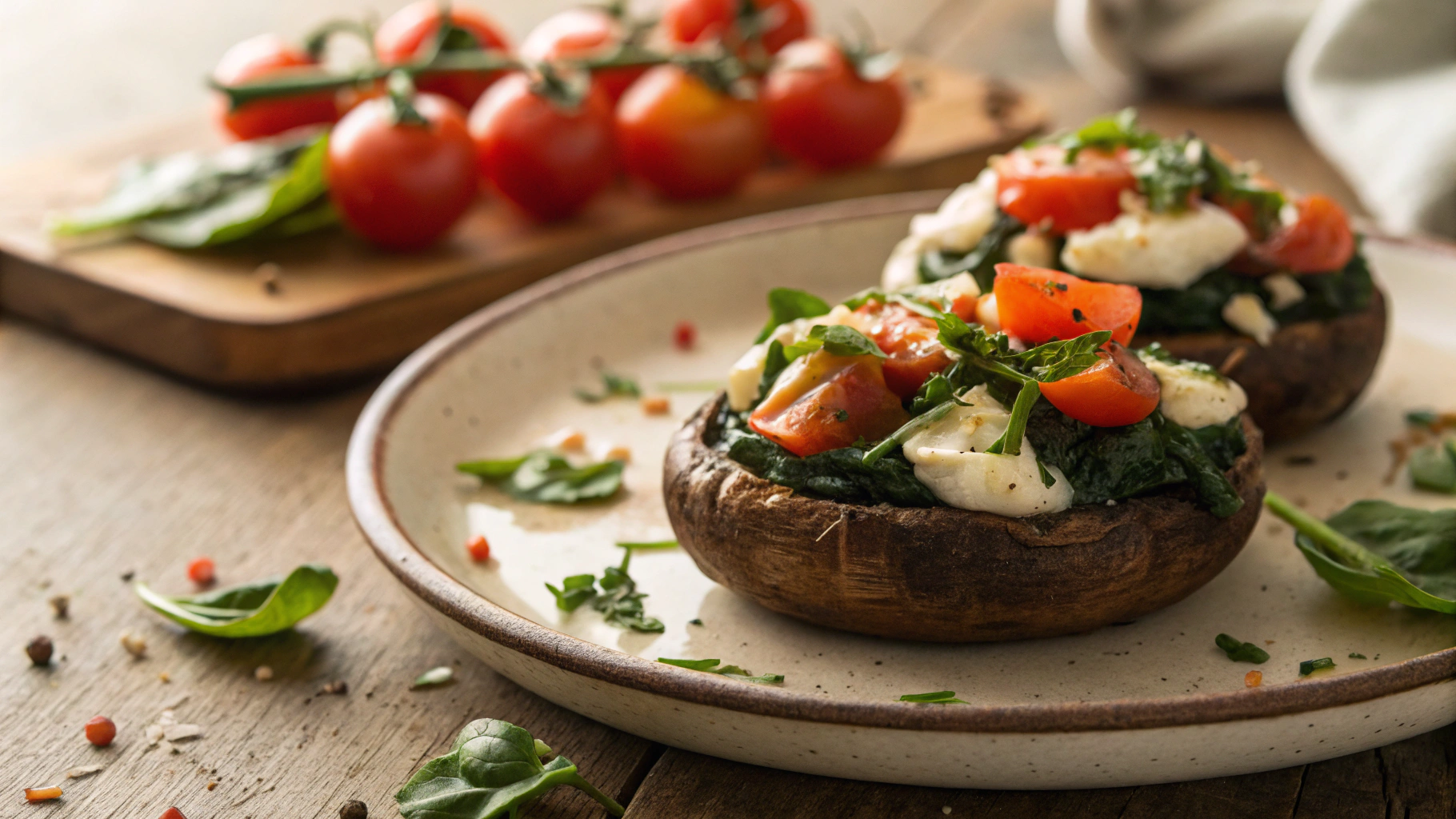 Keto Caprese Jumbo Mushroom Caps