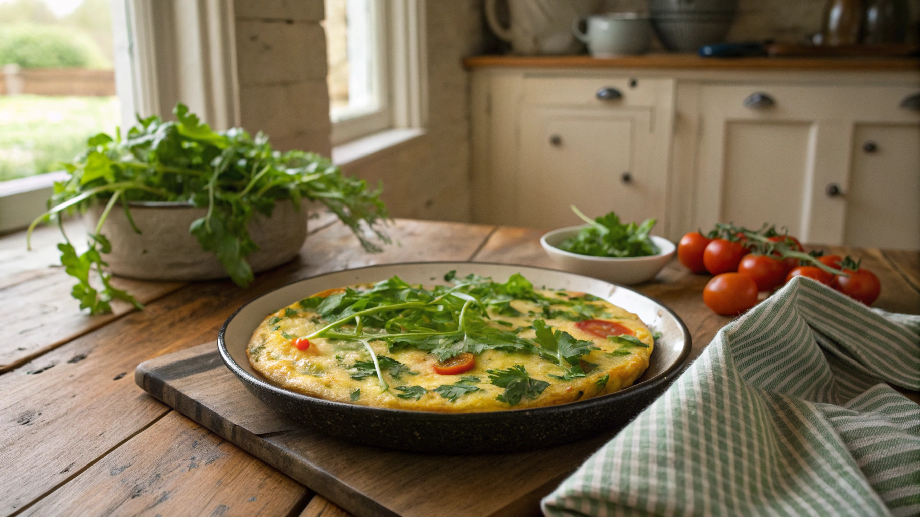 Keto Cauliflower & Arugula Frittata
