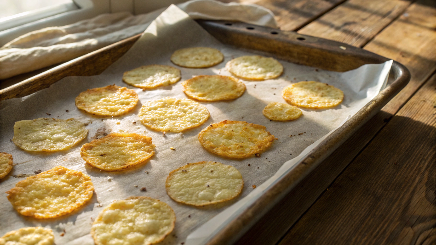 Keto Cauliflower Cheddar Chips