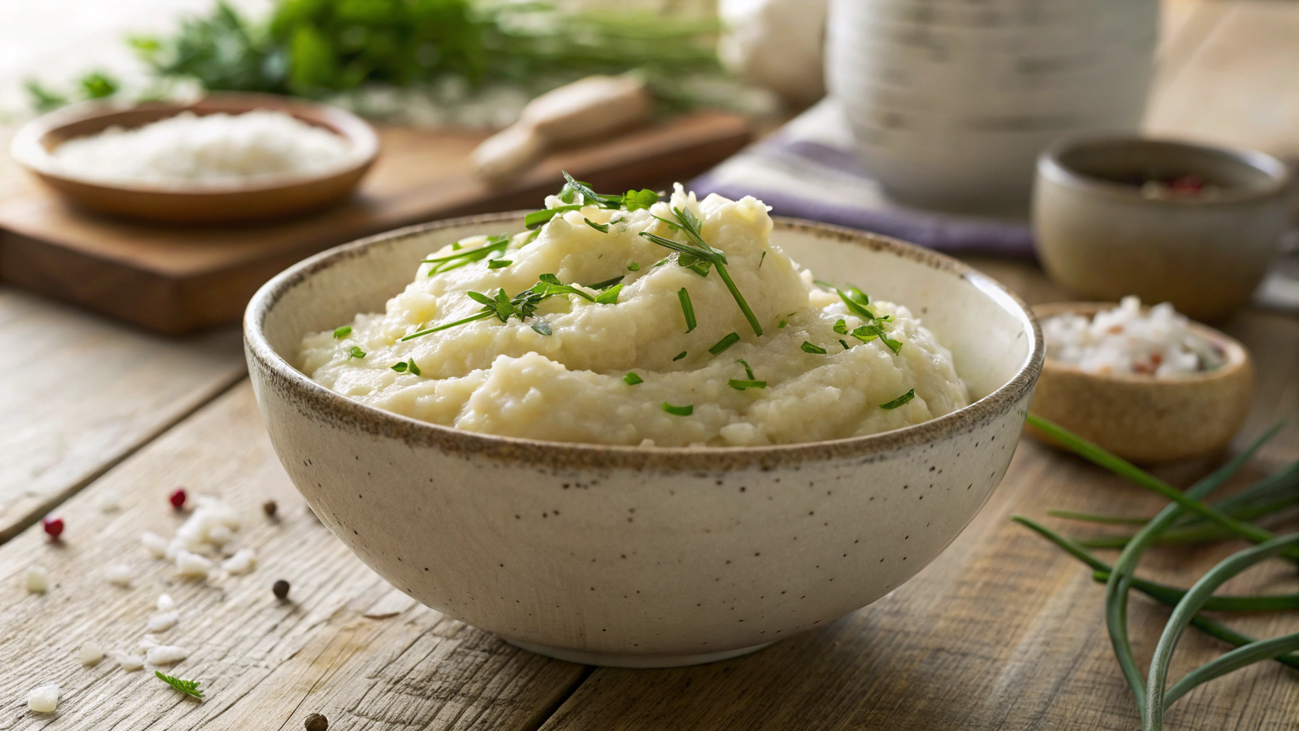 Keto Cauliflower Mash with Sour Cream and Chives
