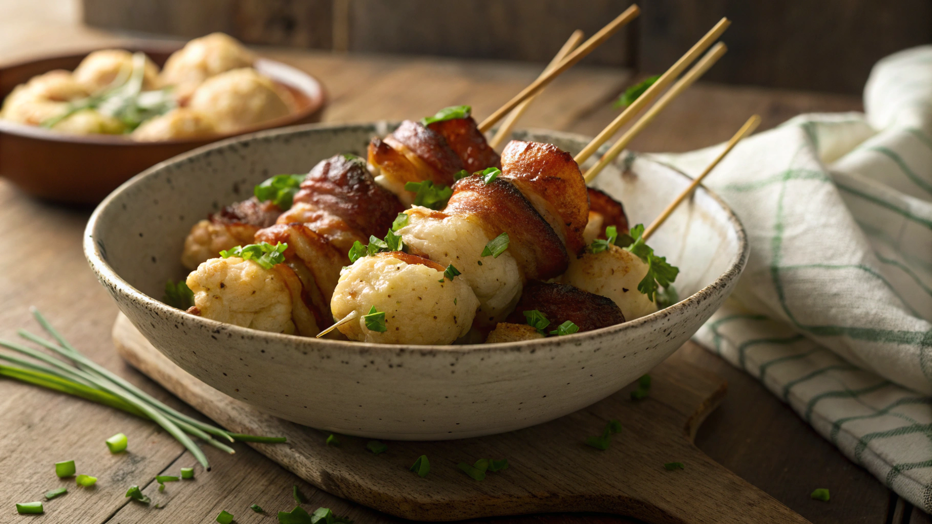Keto Cauliflower Skewers With Bacon