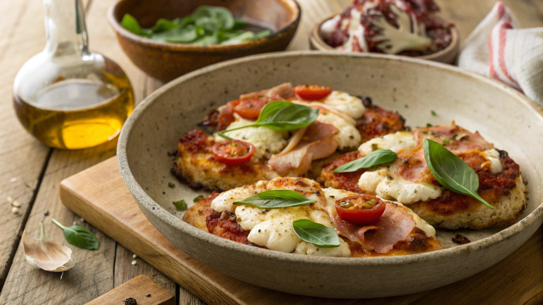 Keto Cauliflower Steak Pizza With Prosciutto