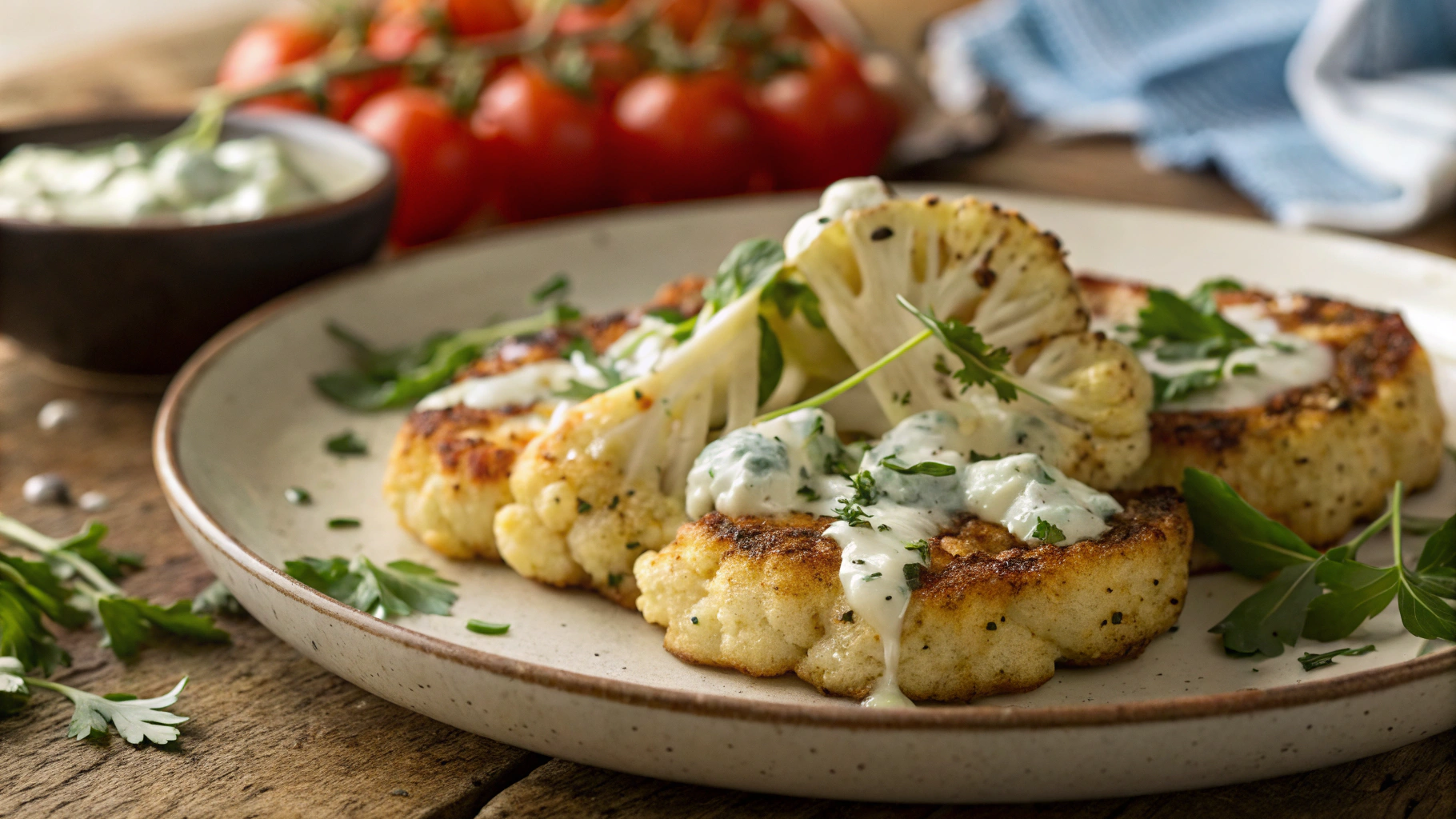 Keto Cauliflower Steak With Blue Cheese Sauce