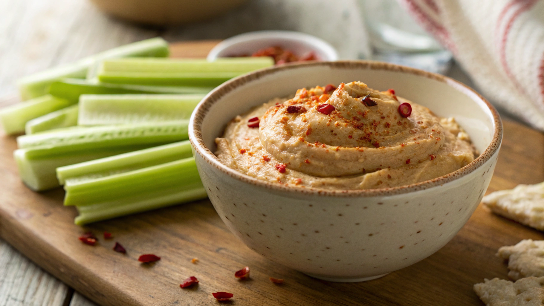 Keto Celery and Spicy Peanut Butter Dip