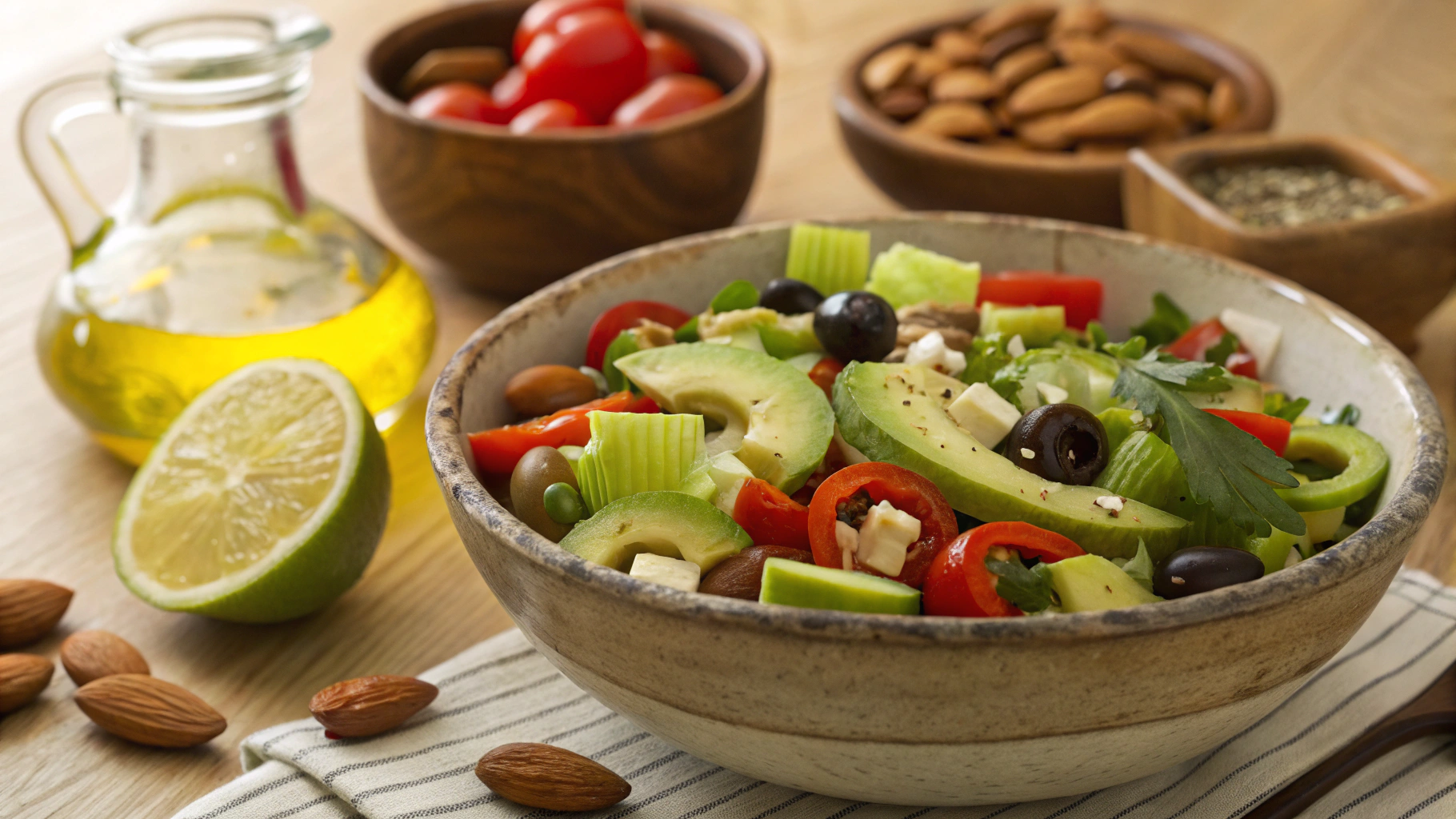 Keto Celery, Avocado, Pepper and Olive Salad