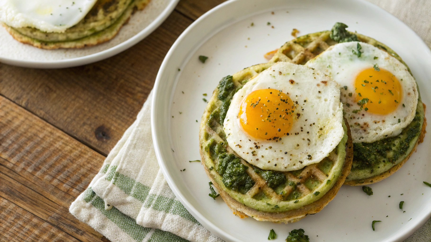 Keto Chaffle Egg Pesto Pizza