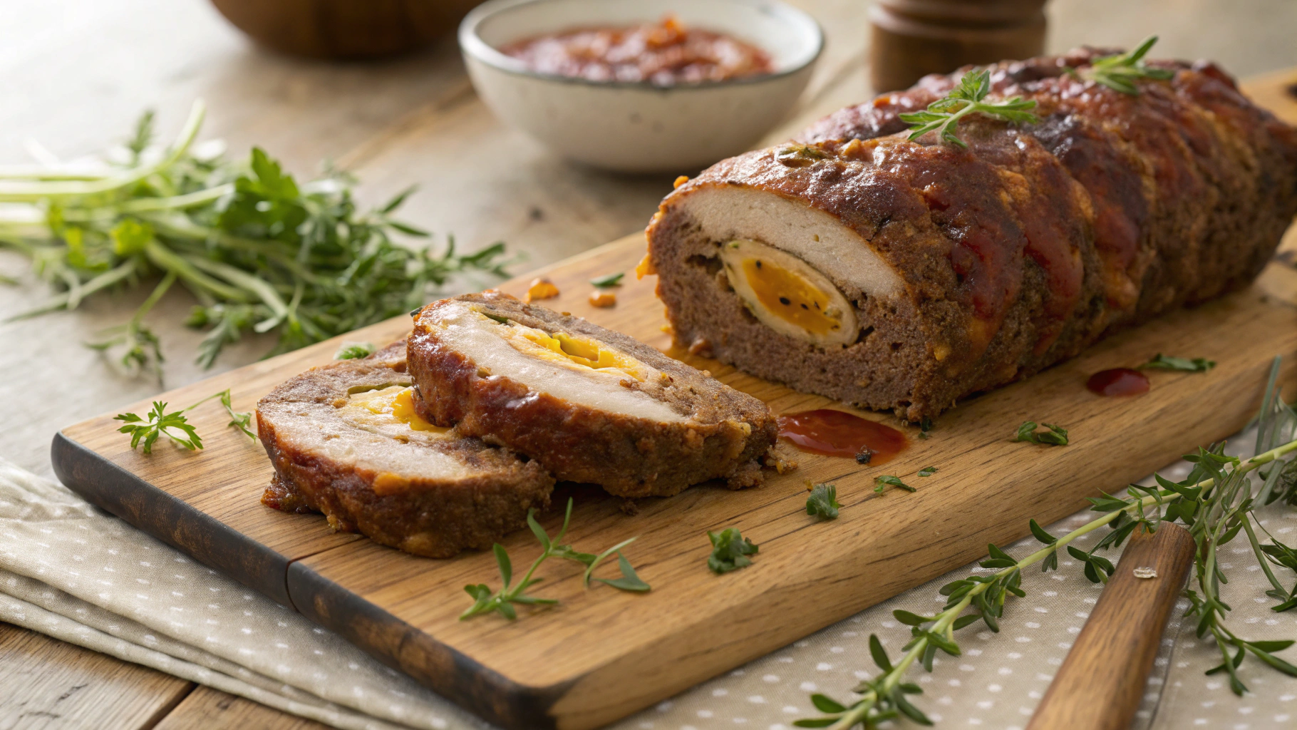 Keto Cheddar Stuffed Meatloaf Roll