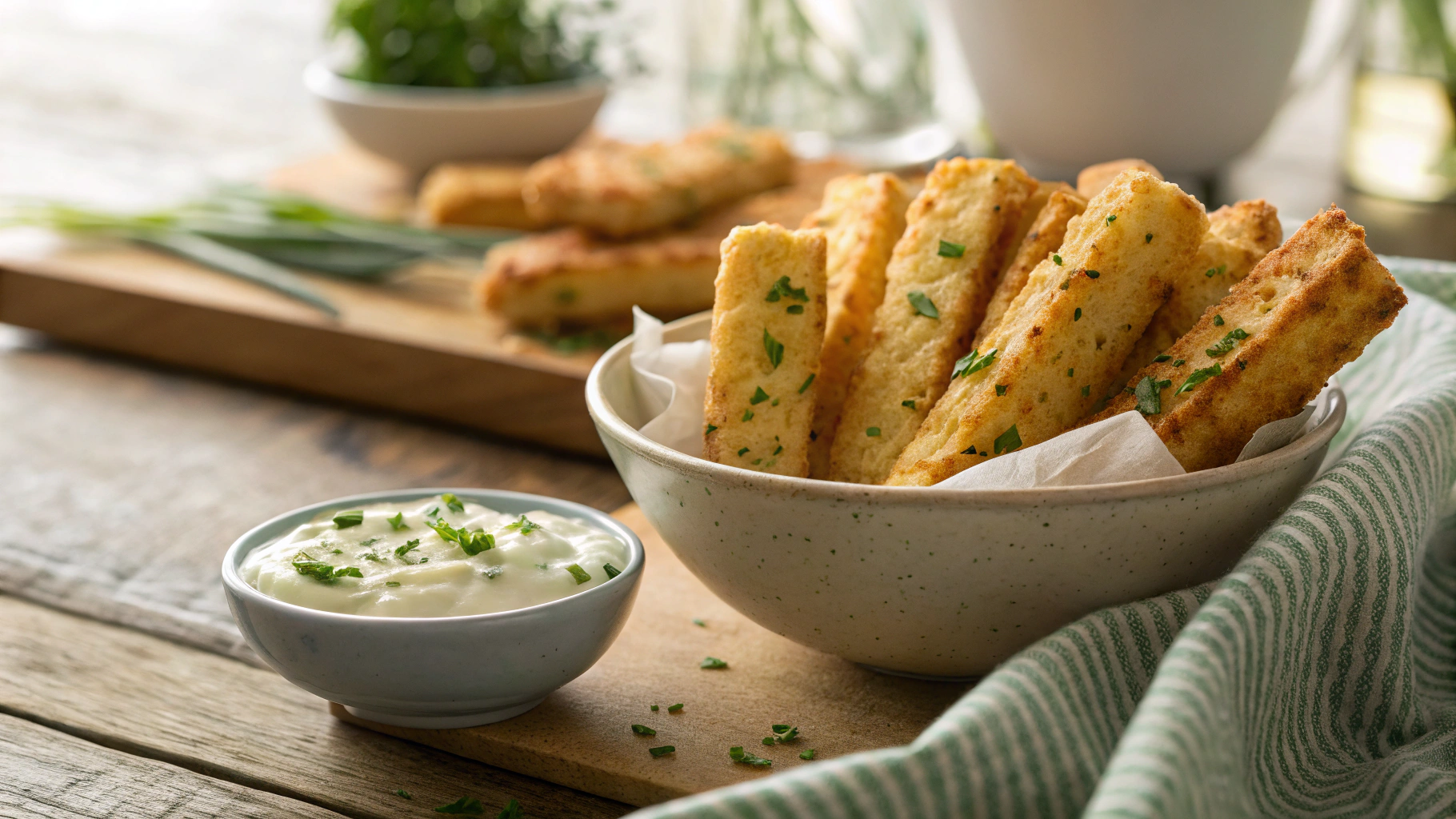 Keto Cheese And Chive Flatbread Dippers