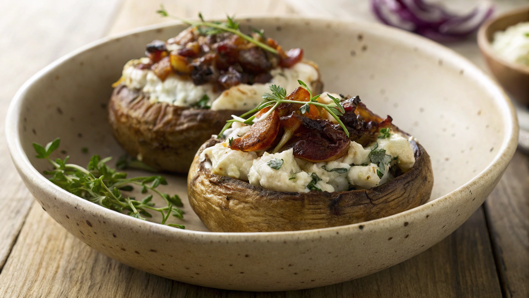 Keto Cheese and Pancetta Stuffed Mushrooms