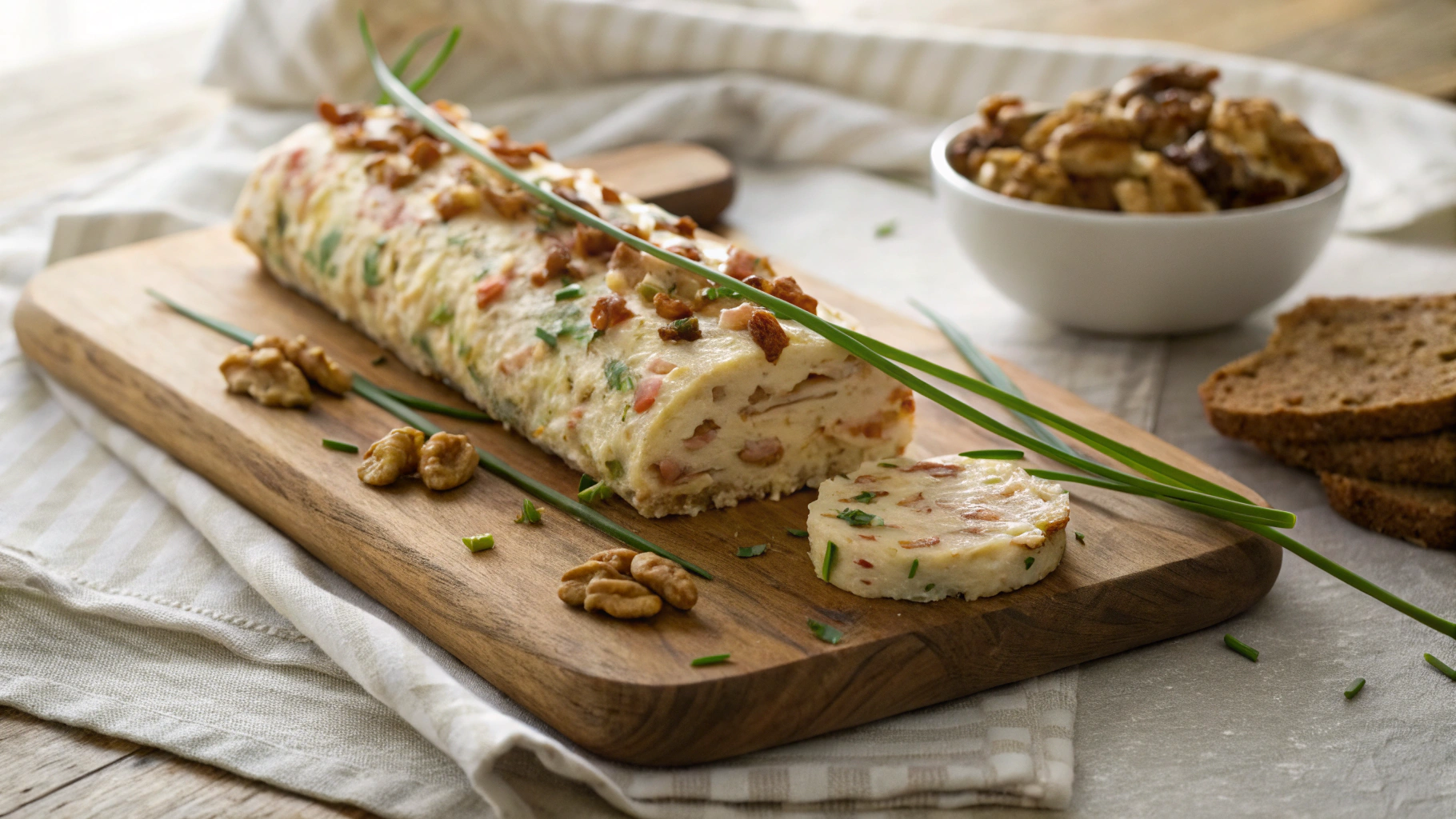 Keto Cheese Log With Bacon And Chives