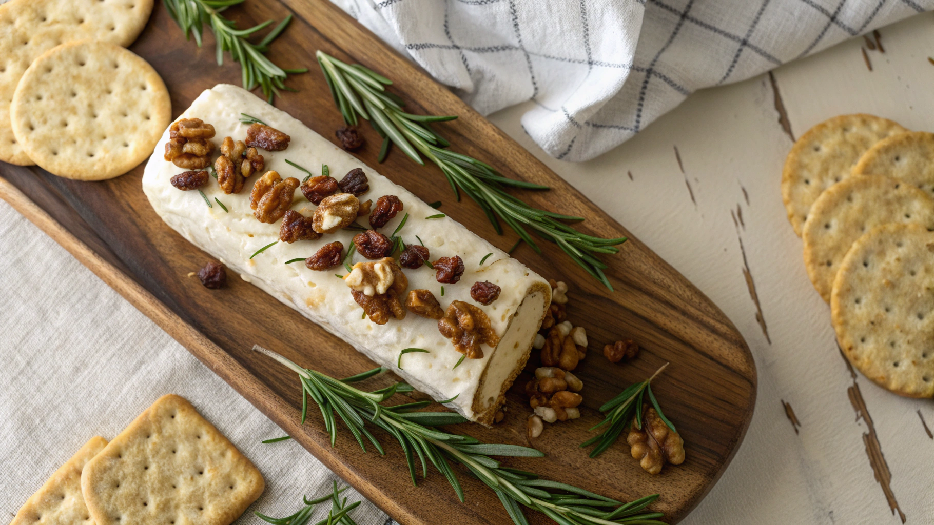 Keto Cheese Log With Candied Nuts And Rosemary