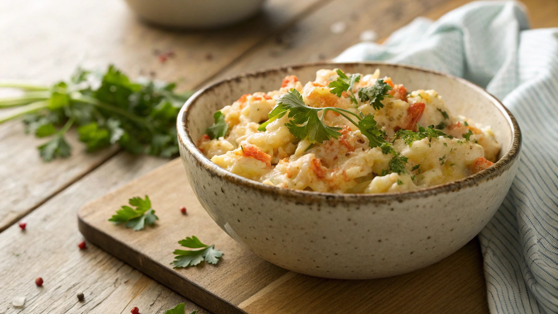 Keto Cheesy Crab Mac + Cheese