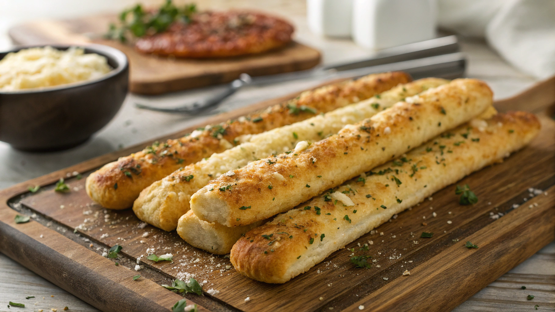 Keto Cheesy Fathead Breadsticks