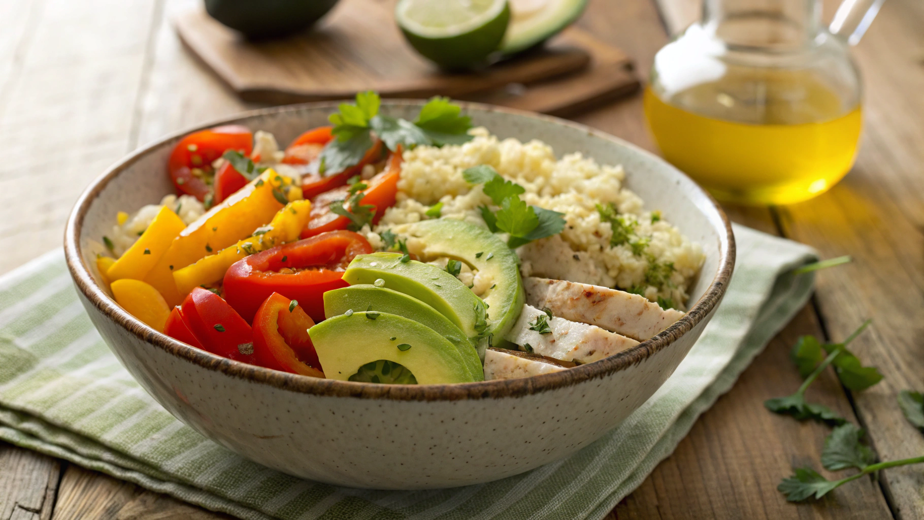 Low Carb Chicken and Bell Pepper Rice Salad