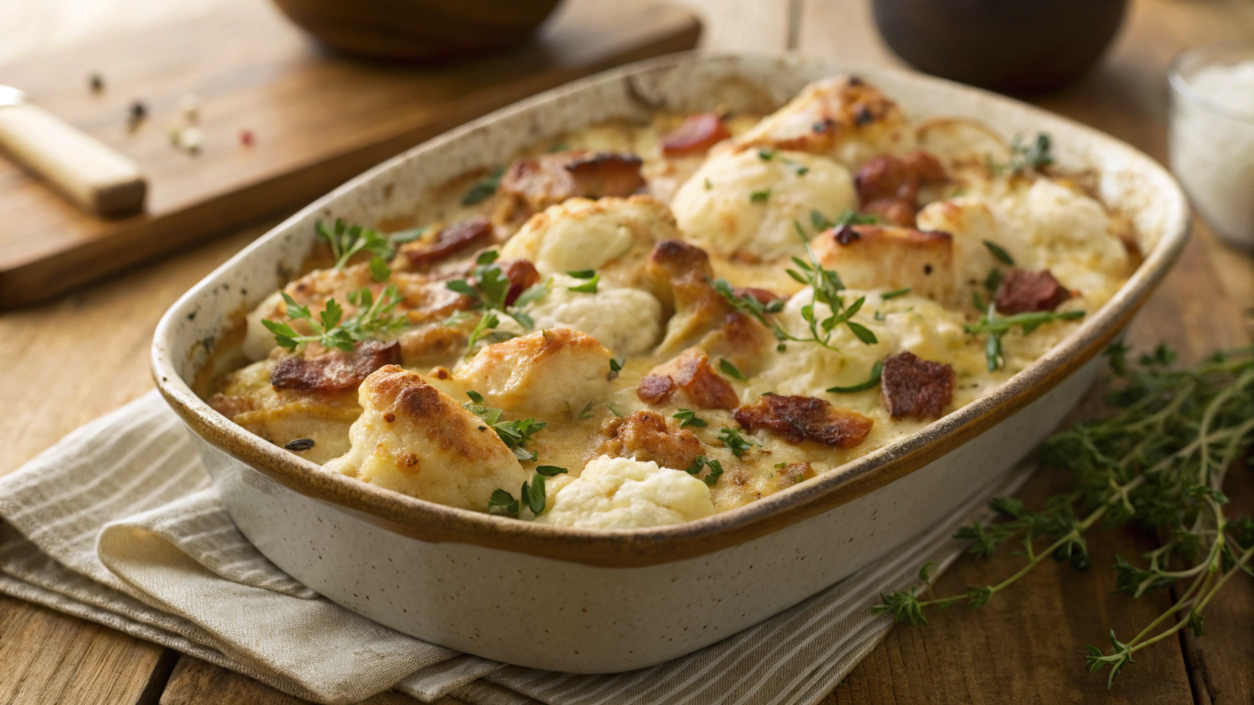 Keto Chicken and Cauliflower Cheese Bake