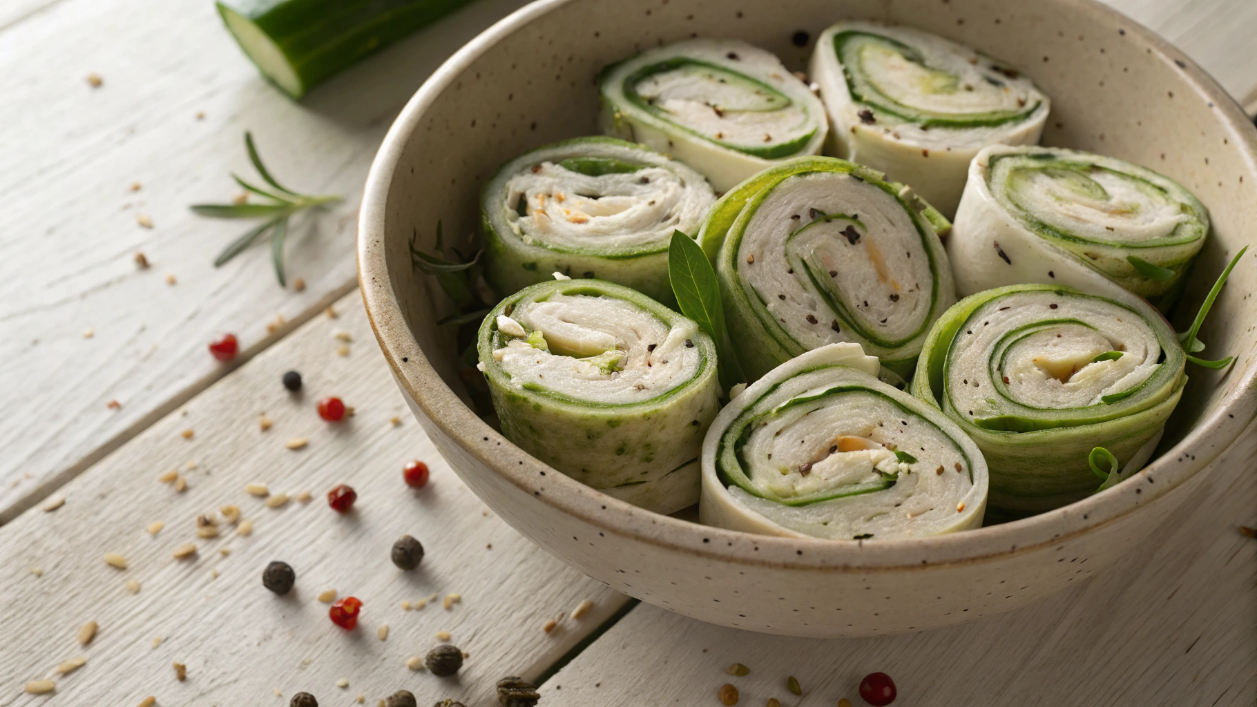 Keto Chicken And Cucumber Pinwheels