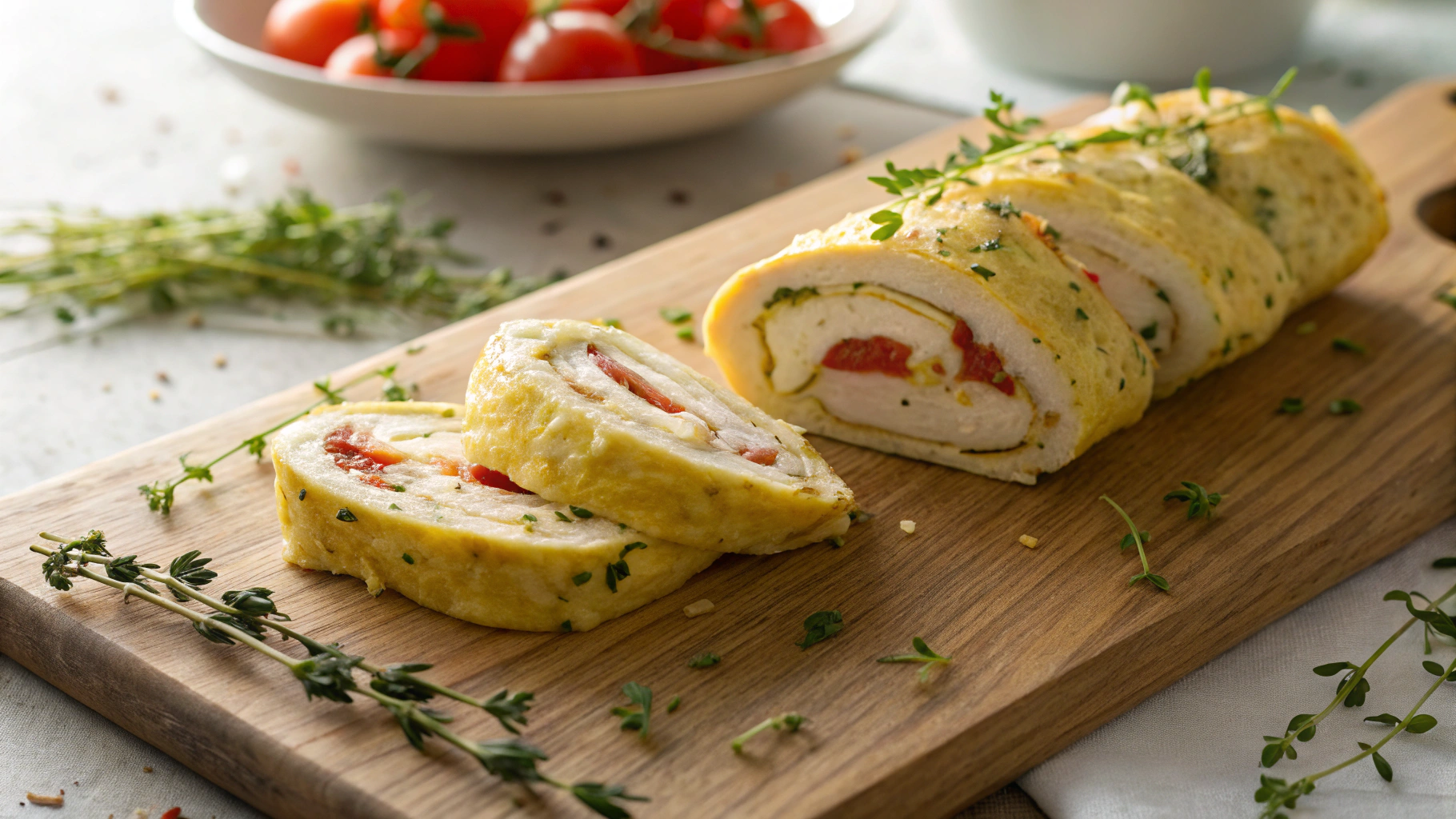 Keto Chicken and Mozzarella Omelette Roll Ups