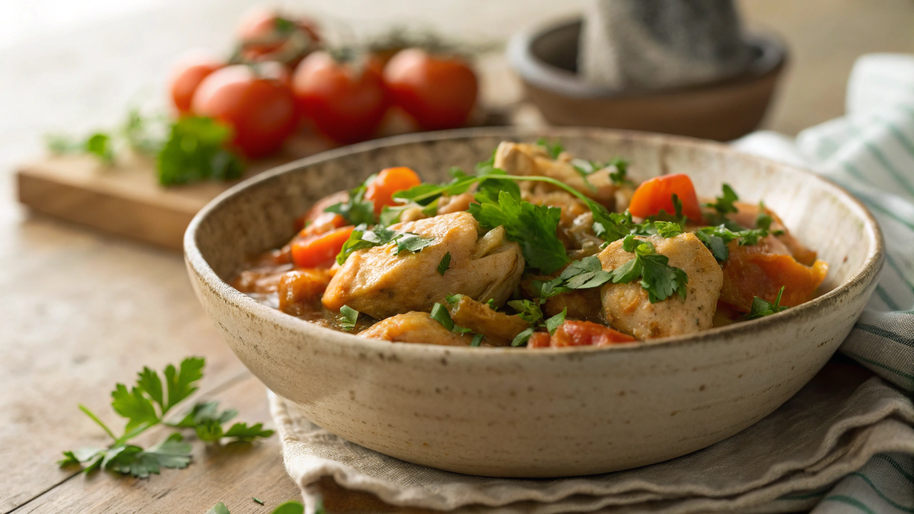 Keto Chicken Fricassee ( Creamy French Chicken Stew)