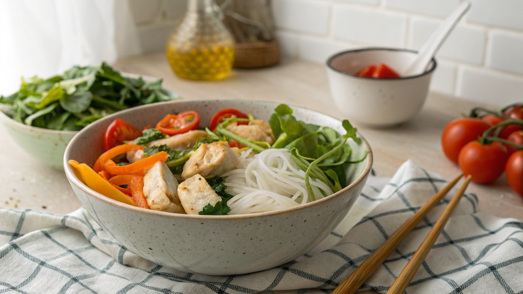 Keto Chicken Mushroom Kale Shirataki Noodle Stir Fry