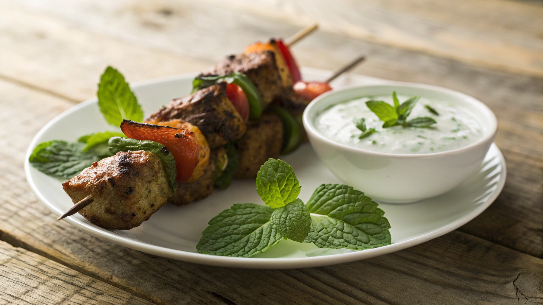 Keto Chicken Souvlaki With Mint Tzatziki