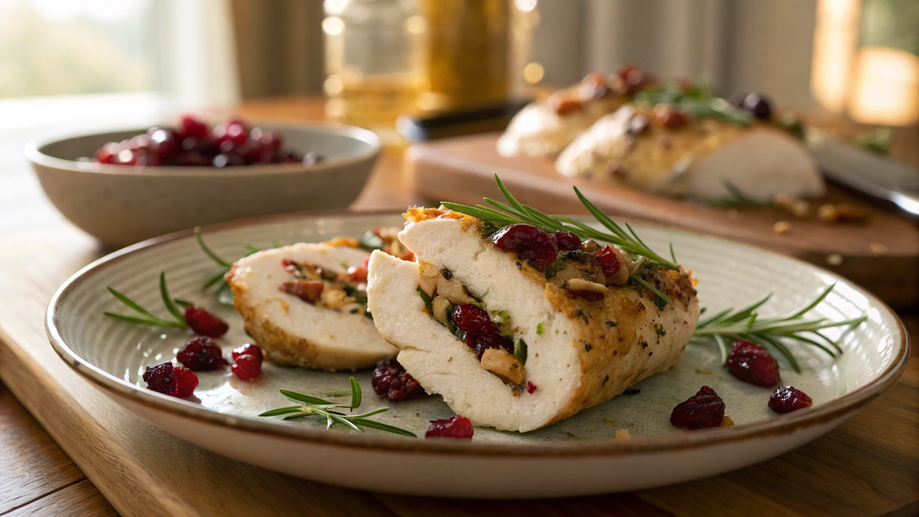 Keto Chicken Stuffed w Cranberry Pecan Goat Cheese