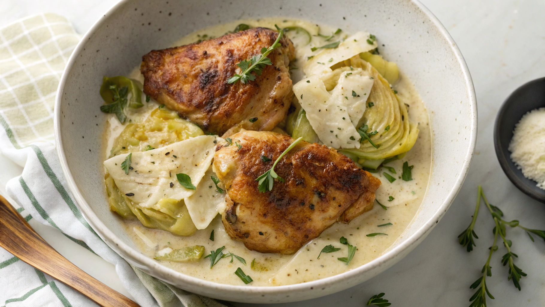 Keto Chicken Thighs with Creamy Artichoke Sauce