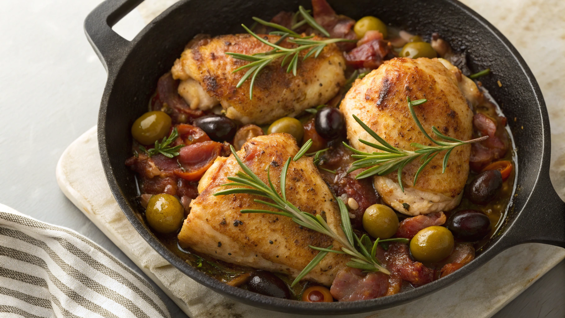 Keto Chicken Thighs With Olives And Pancetta
