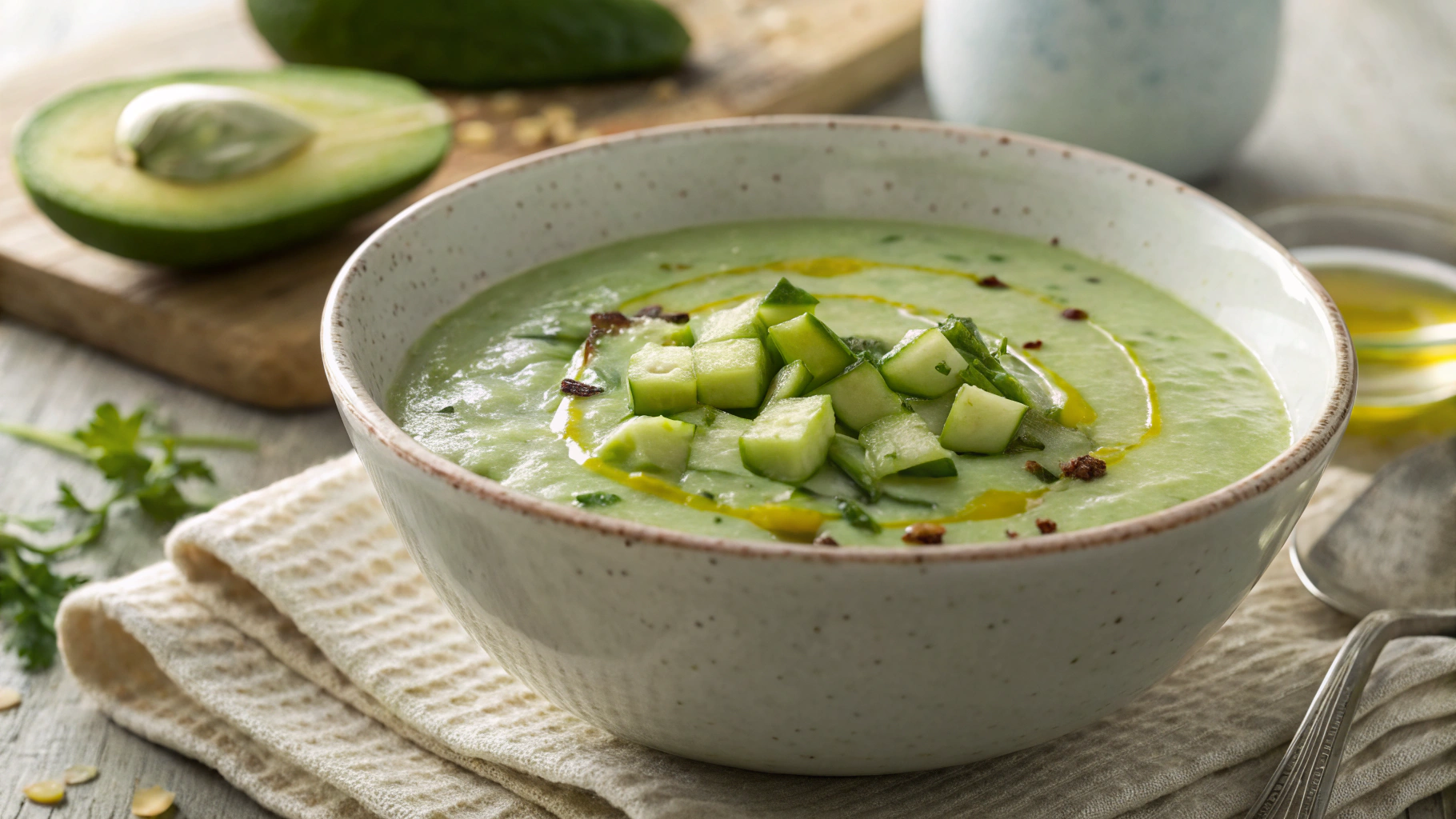 Keto Chilled Cucumber Avocado Soup
