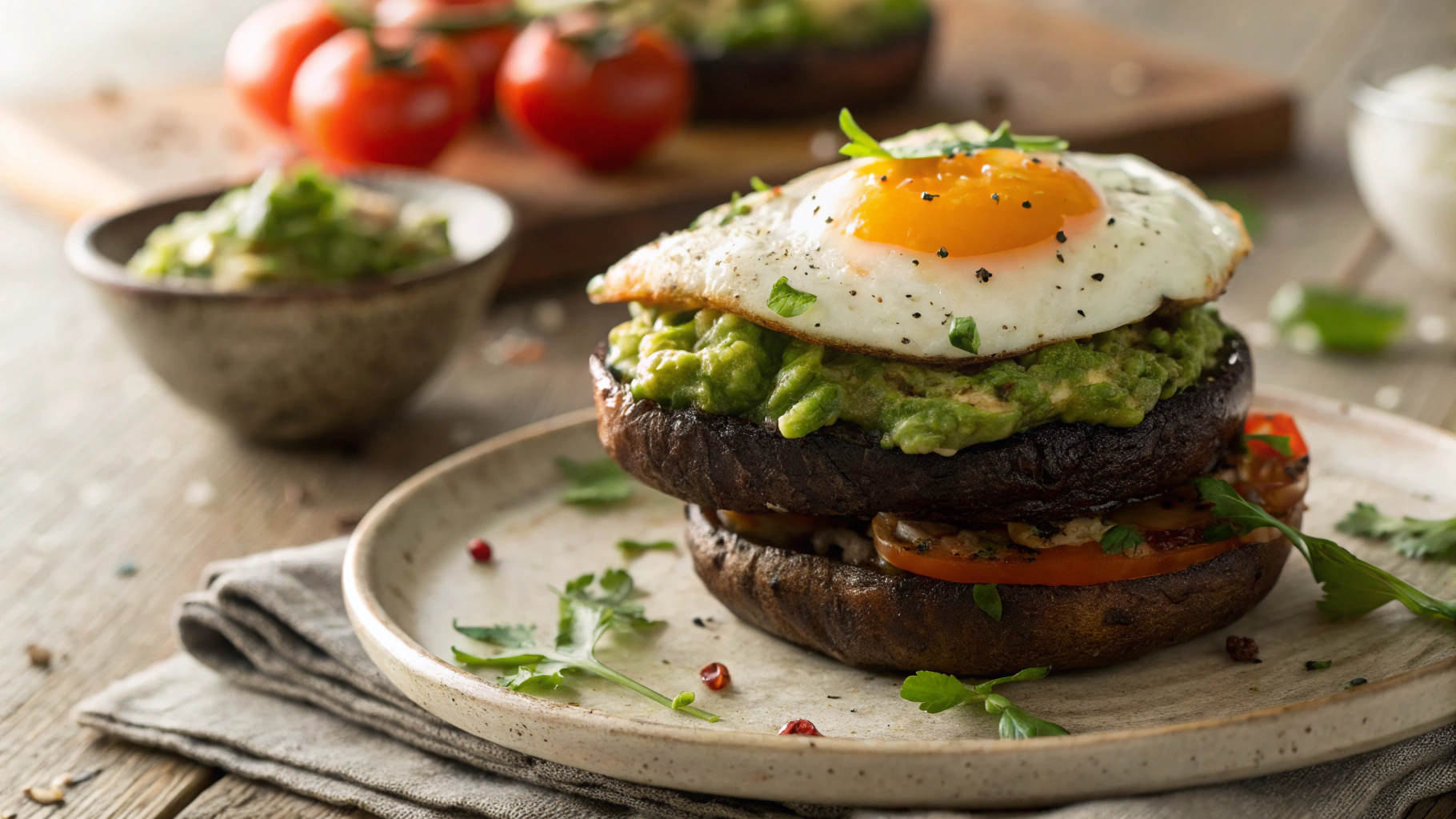 Keto Chilli Egg and Guacamole Breakfast Stack