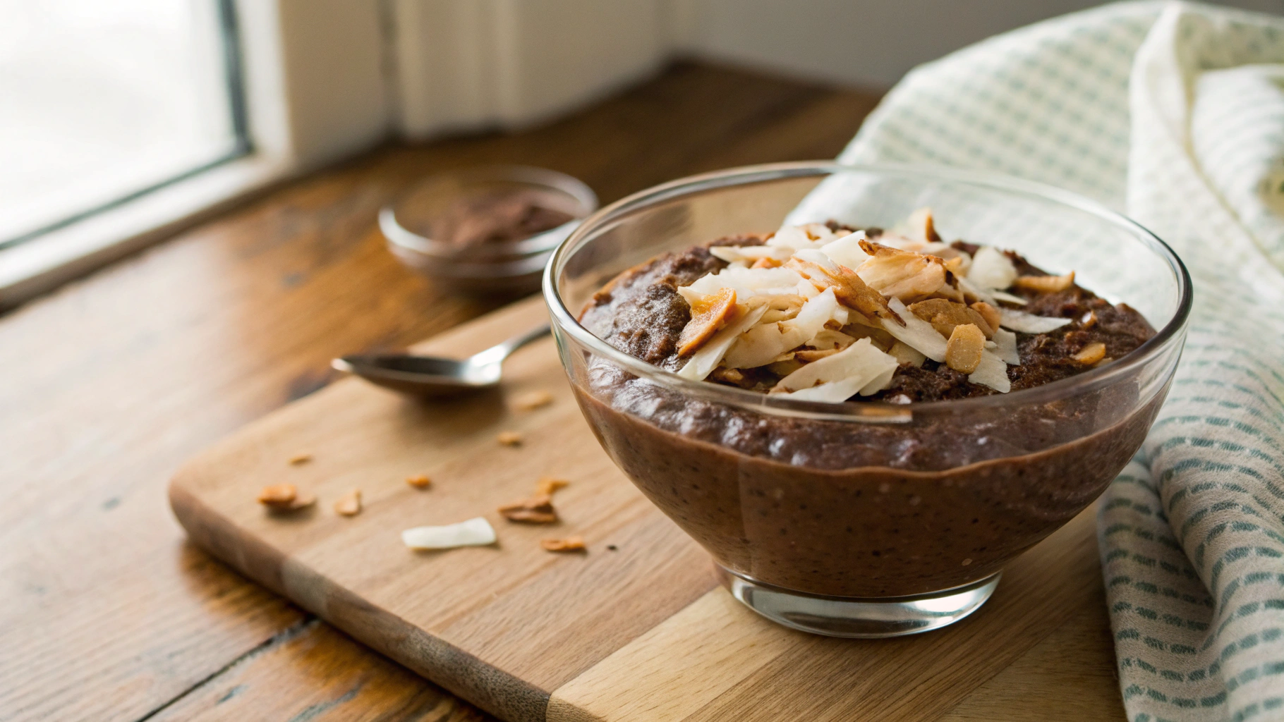 Low Carb Chocolate And Coconut Chia Pudding