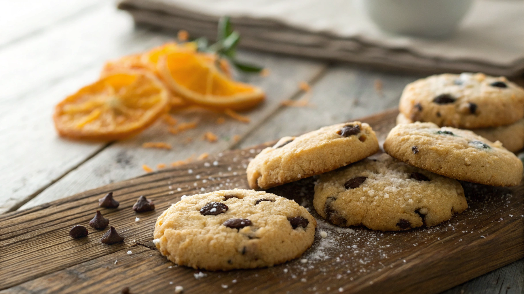 Keto Chocolate Chip and Orange Shortbread Cookies