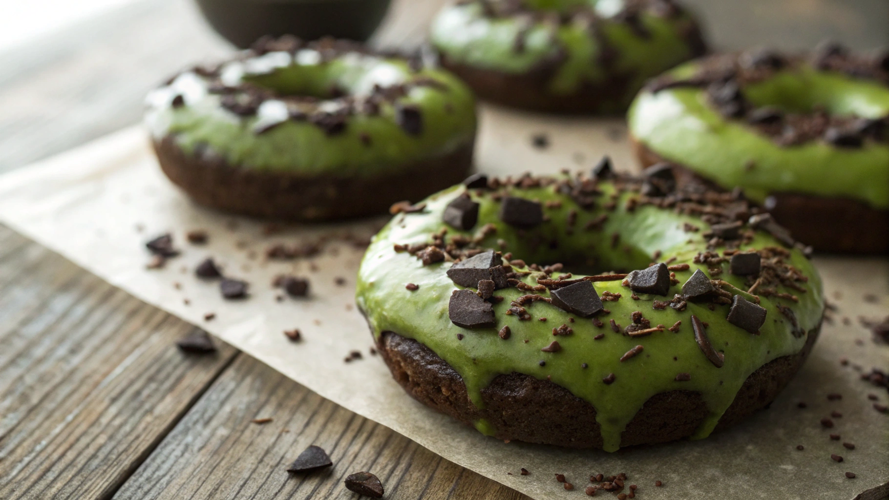 Keto Chocolate Donuts with Matcha Glaze