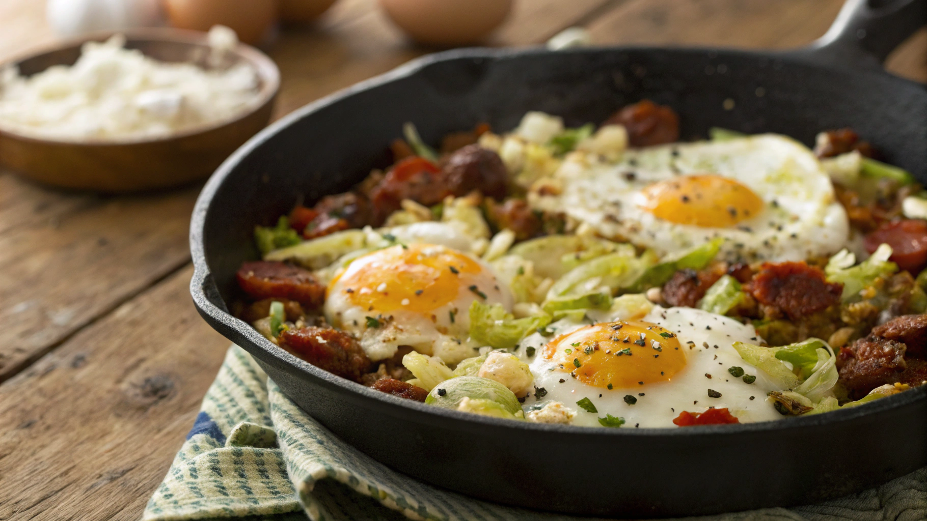 Low Carb Chorizo and Cabbage Breakfast Skillet