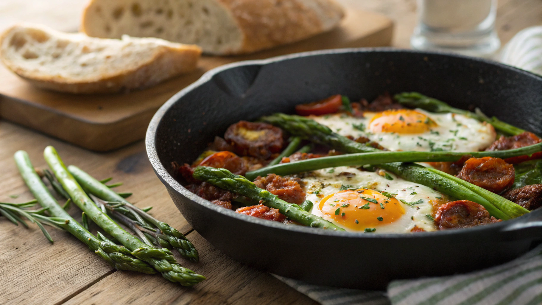 Keto Chorizo and Eggs with Spinach and Asparagus