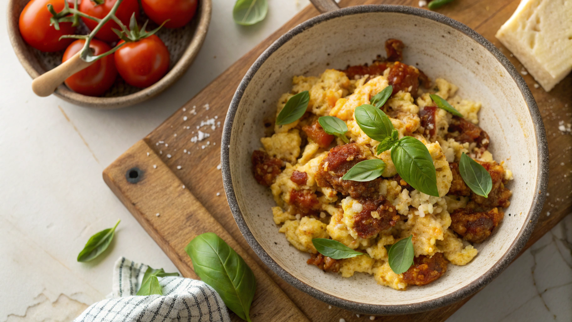 Keto Chorizo and Parmesan Scrambled Eggs