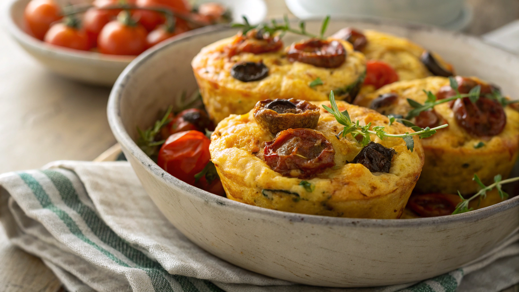 Keto Chorizo, Olive and Tomato Egg Muffins