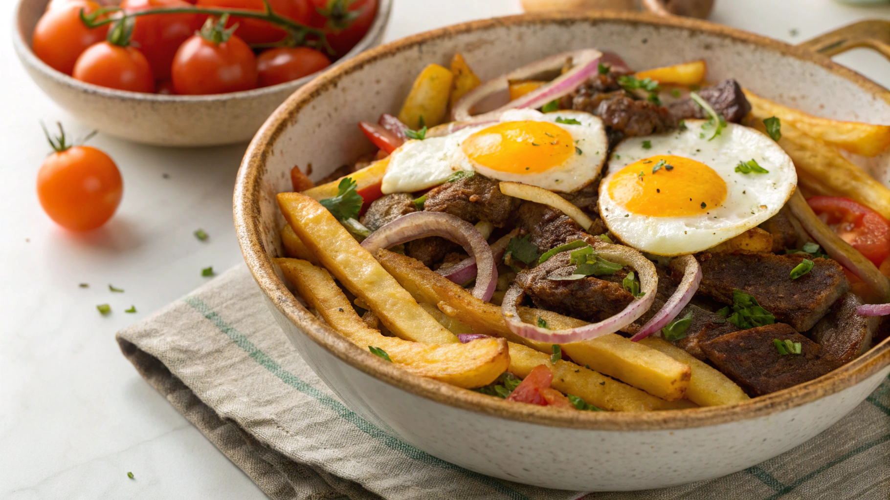 Keto Chorrillana (Chilean Steak and Eggs Loaded Fries)