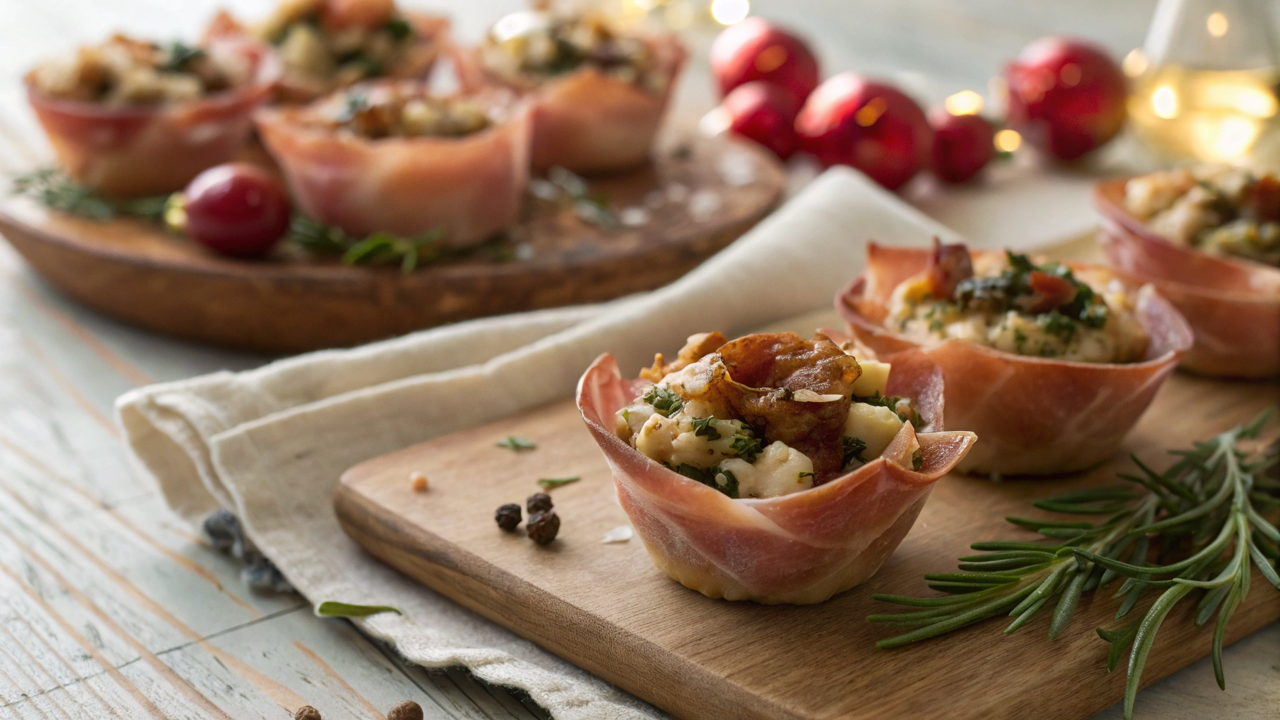 Keto Christmas Stuffing Prosciutto Cups
