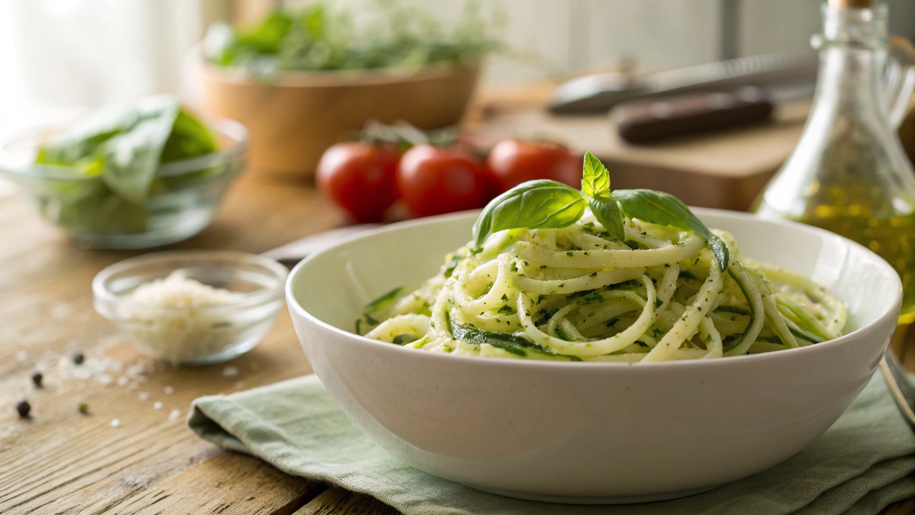 Keto Cold Garlic Parm Zoodles