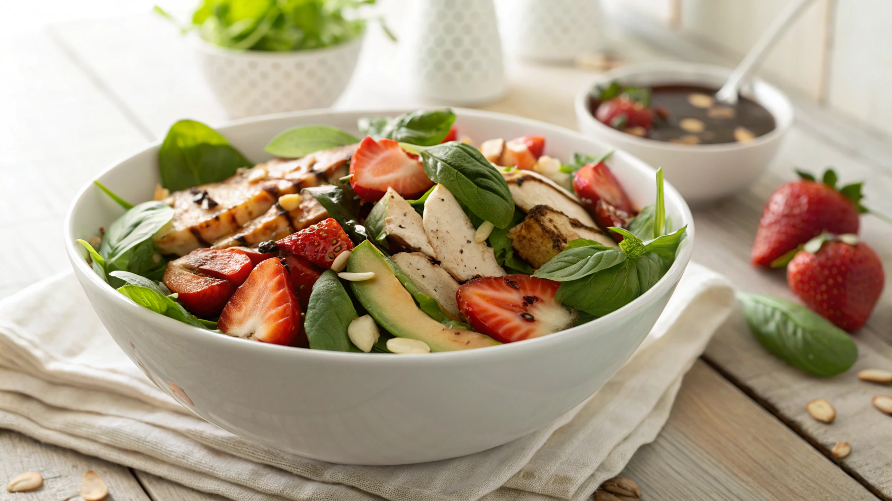 Keto Comfort Food Chicken and Strawberry Summer Salad