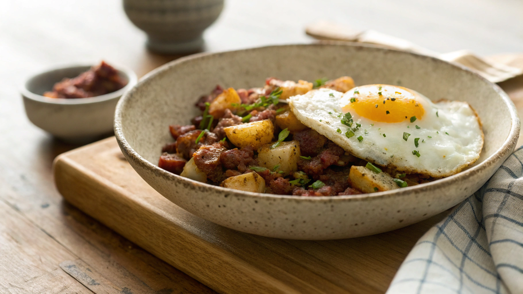 Keto Corned Beef Hash w Fried Egg and Hashbrown